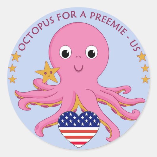 Stickers Arrondi Octopus Pour Un Préemie US (Devant)