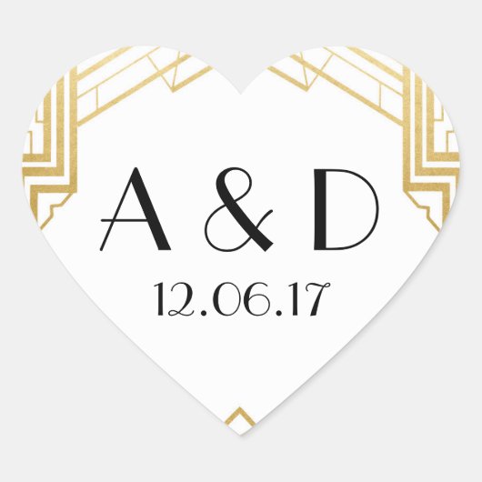 Stickers Art déco blanc & or 1920's Round Étiquett (Devant)