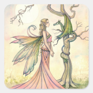 Stickers Art Imaginaire Fairy and Dragon