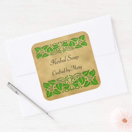 Stickers artisanaux Feuilles verts (Enveloppe)