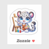 Stickers Artiste Leopard De Neige Cute Kawaii Pein (Feuille)