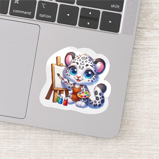 Stickers Artiste Leopard De Neige Cute Kawaii Pein (Détail)