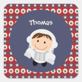 Stickers Astronaut étoiles rouges et bleues (Devant)