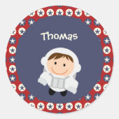 Stickers Astronaut étoiles rouges et bleues (Devant)