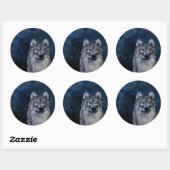Stickers avec loup gris et blanc (Feuille)