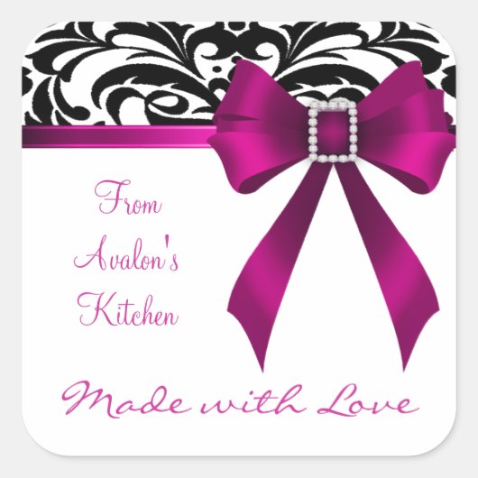 Stickers B&W Brocade Pink Bow (Devant)