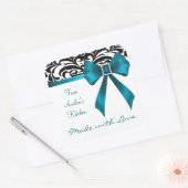 Stickers B&W Brocade Turquoise Bow Baking (Enveloppe)