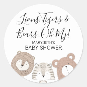 Stickers Baby shower animal Lions Tigers et ours