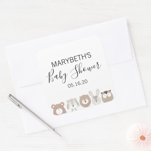 Stickers Baby shower Animaux mignons (Enveloppe)