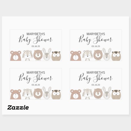 Stickers Baby shower Animaux mignons (Feuille)