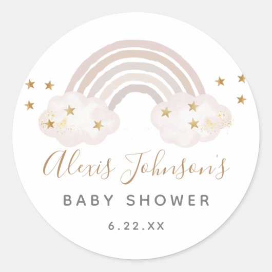 Stickers Baby shower arc-en-ciel Boho (Devant)