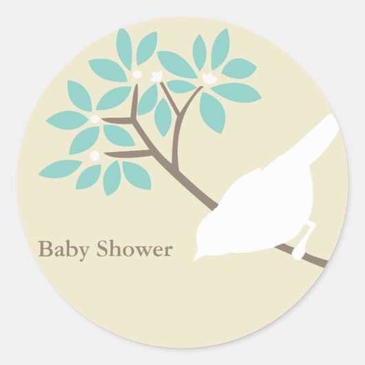 Stickers Baby shower aux oiseaux blancs (Devant)