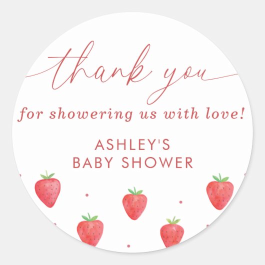 Stickers baby shower, Baby shower fraise Favoriser (Devant)