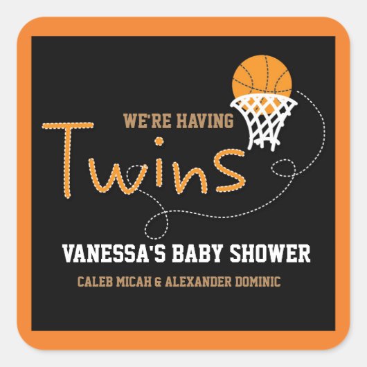 Stickers Baby shower BASKETBALL TWINS Typographie (Devant)
