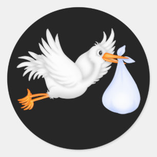 Stickers Baby shower Black Blue Stork