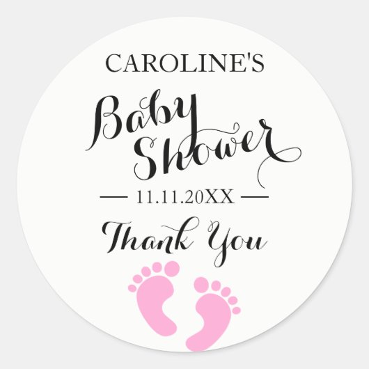 Stickers baby shower Blanc Pieds bébé Pink FILLE (Devant)