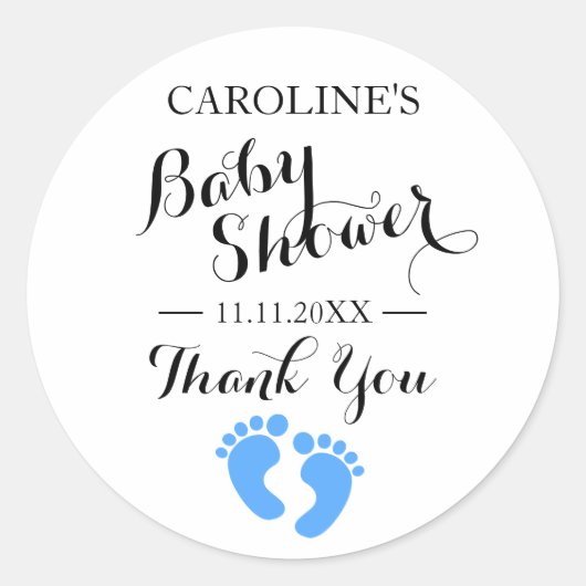 Stickers baby shower Blanc Pieds Bleu GARÇON (Devant)