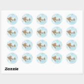 Stickers Baby shower bleu ours en peluche (Feuille)