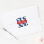 Stickers Baby shower bleu rouge Chevron Favoriser (Enveloppe)
