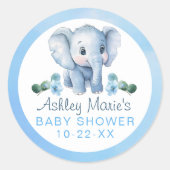 Stickers Baby shower Blue Elephant - Aquarelle Sa (Devant)