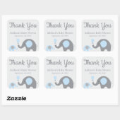 Stickers Baby shower Blue Elephant, Carré (Feuille)