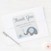 Stickers Baby shower Blue Elephant, Carré (Enveloppe)