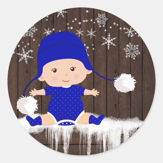 Stickers Baby shower Blue Snowflake (Devant)