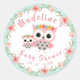 Stickers Baby shower Boho Owl