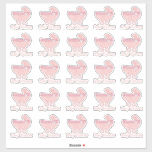 Stickers Baby shower Buggy pour bébé rose