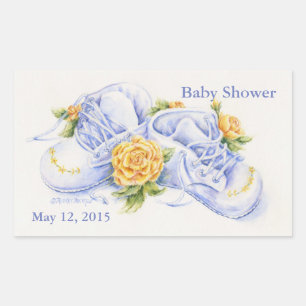 Stickers baby shower Chaussures bébé et Roses Jaun