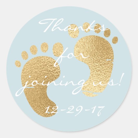 Stickers baby shower "Classic Gld/Bl" 1 1/2" ou 3" (Devant)