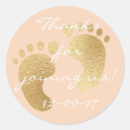 Stickers baby shower "Classic Gld/Pk" 1 1/2" ou 3" (Devant)
