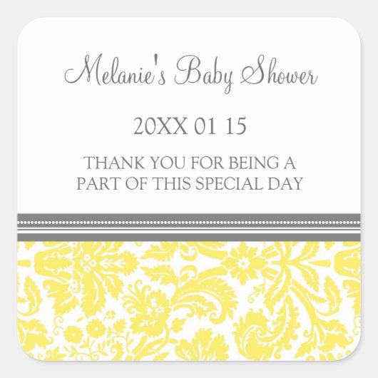 Stickers Baby shower Damas Jaune Favoriser (Devant)