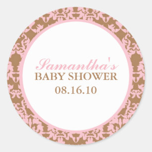 Stickers Baby shower Damask élégant