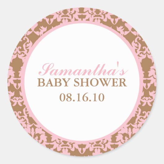 Stickers Baby shower Damask élégant (Devant)