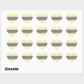 Stickers Baby shower damassé gris jaune Favoriser (Feuille)