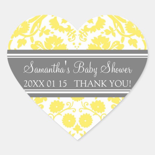 Stickers Baby shower damassé gris jaune Favoriser (Devant)
