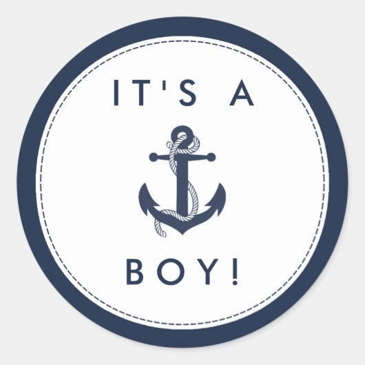 Stickers Baby shower d'Ancres nautiques - C'est un (Devant)