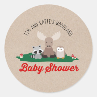 Stickers Baby shower de bûcherons en bois