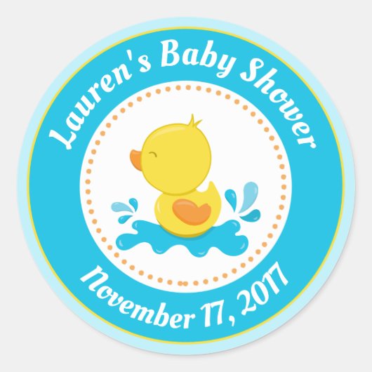 Stickers Baby shower de canard Favoriser Blue Baby (Devant)
