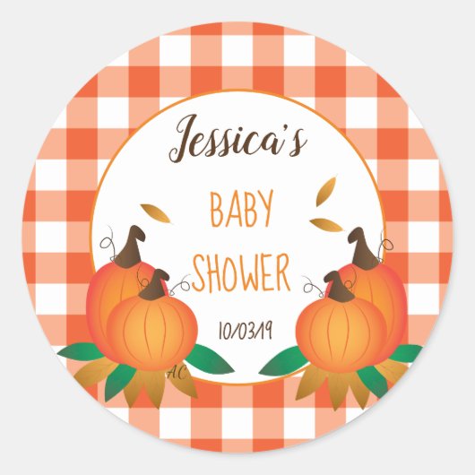 Stickers Baby shower de chute orange (Devant)