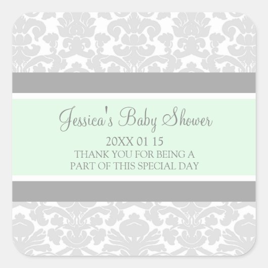 Stickers Baby shower de damas gris de Mint Favoris (Devant)