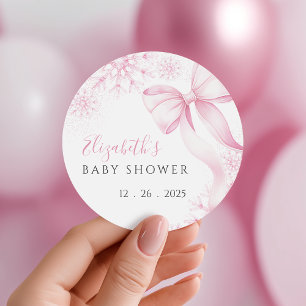 Stickers Baby shower de flocon rose