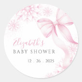 Stickers Baby shower de flocon rose (Devant)