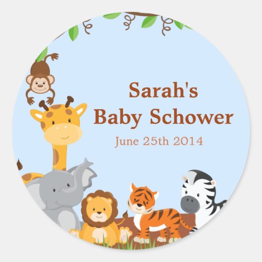 Stickers Baby shower de la Jungle de Safari mignon (Devant)