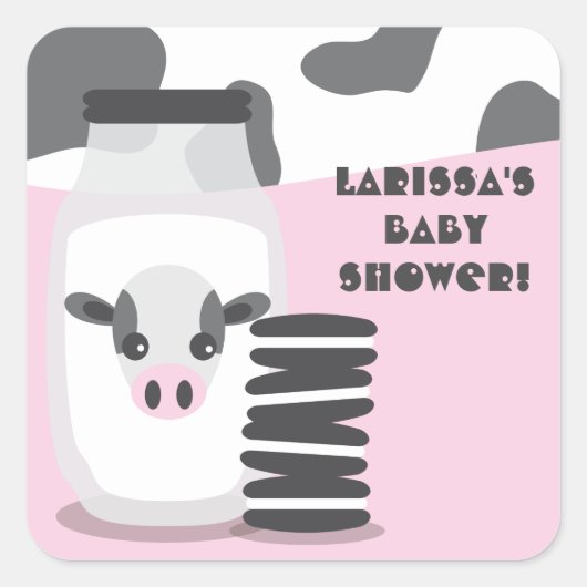Stickers Baby shower de lait et de biscuits de vac (Devant)