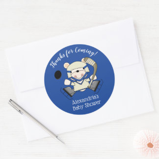 Stickers Baby shower de l'ours polaire de hockey F