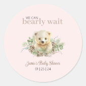Stickers Baby shower d'hiver rose pour ours polair (Devant)