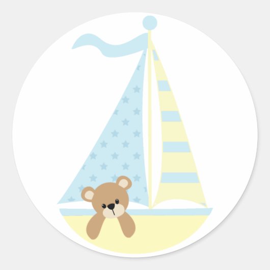 Stickers Baby shower d'ours de bateau à voile (Devant)