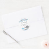 Stickers Baby shower éléphant | Blue Grey Chevron (Enveloppe)